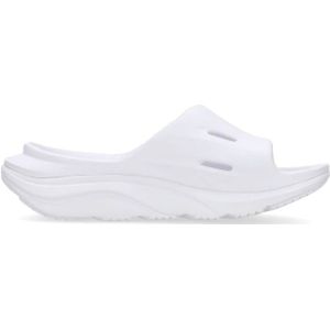 Hoka One One, Schoenen, Heren, Wit, 37 1/3 EU, Leer, Recovery Slide 3 Slippers Wit