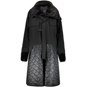 Junya Watanabe, Hooded Parka met A-Lijn Pasvorm Zwart, Dames, Maat:S