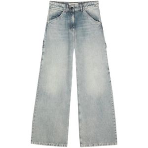 Semicouture, Jeans, Dames, Blauw, W29, Denim, Blauwe Denim Wide Leg Jeans