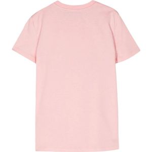 Max Mara, Tops, Dames, Roze, M, Katoen, Roze Logo Versierd Crew Neck T-shirt