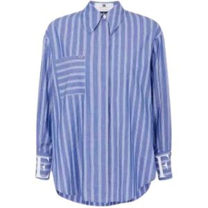 Elisabetta Franchi, Blouses & Shirts, Dames, Blauw, L, Katoen, Blauw Gestreept Katoenen Liquette Shirt