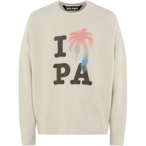 Palm Angels, Truien, Heren, Beige, M, Heren I Love Pa Sweater