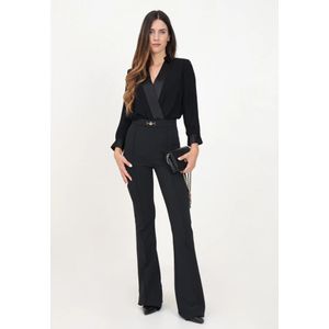 Elisabetta Franchi, Jumpsuits & Playsuits, Dames, Zwart, L, Elegante Zwarte Jumpsuit met 3/4 Mouwen