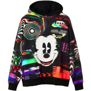 Desigual, Glitch Mickey Mouse Oversize Sweater Zwart, Dames, Maat:S