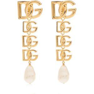 Dolce & Gabbana, Accessoires, Dames, Geel, ONE Size, Druppel clip-on oorbellen