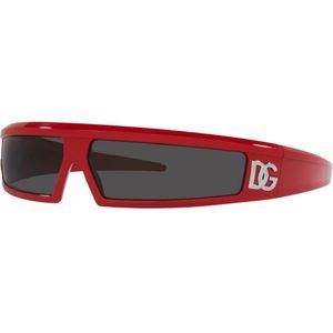 Dolce & Gabbana, Accessoires, Dames, Rood, ONE Size, Rechthoekige Zonnebril Dg 6181 309887