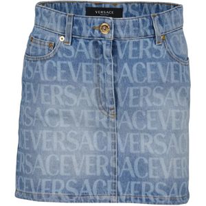 Versace, Korte Denim Rok Blauw, Dames, Maat:S