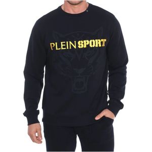 Plein Sport, Sweatshirts & Hoodies, Heren, Zwart, S, Katoen, Ronde Hals Sweatshirt met Merkprint