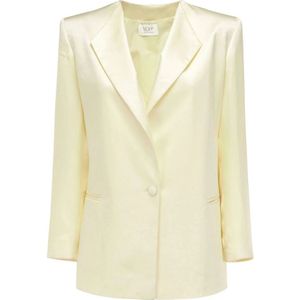 MVP wardrobe, Jassen, Dames, Beige, S, Leer, Elegant Shawl Lapel Viscose Jacket