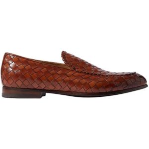 Scarosso, Schoenen, Heren, Bruin, 41 1/2 EU, Leer, Handgemaakte geweven cognac leren loafers