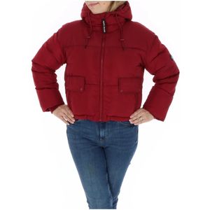 Pepe Jeans, Jassen, Dames, Rood, S, Polyester, Bordeaux Hooded Zip-Up Jacket