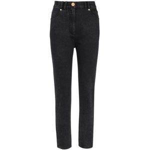 Balmain, Jeans, Dames, Zwart, M, Denim, Slim-fit denim jeans met klassieke zakken