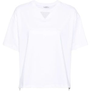 Peserico, Tops, Dames, Wit, M, Katoen, Witte katoenen T-shirts en Polos