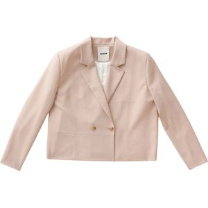 Aeron, Jassen, Dames, Roze, L, Wol, Gouden Knoop Cropped Boxy Blazer