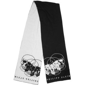 Philipp Plein, Wollen sjaal met jacquardpatroon Zwart, unisex, Maat:ONE Size