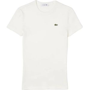 Lacoste, Tops, Dames, Wit, L, Katoen, Casual Katoenen T-shirt voor vrouwen
