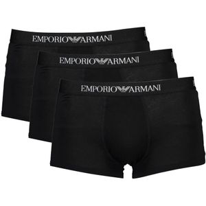 Emporio Armani, Zwarte Katoenen Ondergoed met Contrasterende Details Zwart, Heren, Maat:S