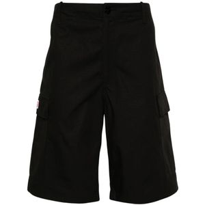 Kenzo, Korte broeken, Heren, Zwart, XL, Katoen, Zwarte Cargo Shorts Ripstop Textuur