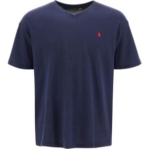 Polo Ralph Lauren, Tops, Heren, Blauw, M, Katoen, Klassieke Fit V-Hals T-Shirt