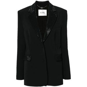 Blugirl, Zwarte jas met strass steentjes Zwart, Dames, Maat:S