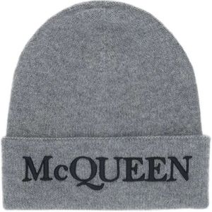 Alexander McQueen, Accessoires, Heren, Grijs, S, Uitdagende Cashmere Beanie Hat