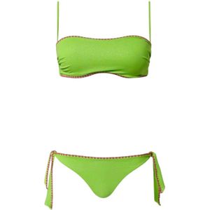 Twinset, Badkleding, Dames, Groen, S, Groene Lurex Bikini Set