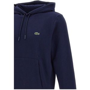 Lacoste, Sweatshirts & Hoodies, Heren, Blauw, S, Katoen, Klassieke Blauwe Biologisch Katoenen Hoodie