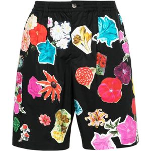 Marni, Korte broeken, Heren, Veelkleurig, M, Katoen, Zwarte Bloemen Bermuda Shorts