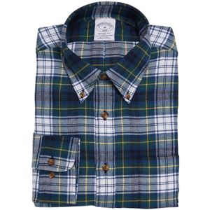 Brooks Brothers, Overhemden, Heren, Blauw, S, Katoen, Regent Regular Fit Sport Overhemd, Flanel, Button-Down Collar