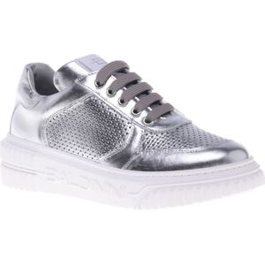 Baldinini, Schoenen, Dames, Grijs, 38 1/2 EU, Leer, Sneaker in silver nappa leather