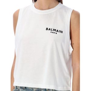 Balmain, Tops, Dames, Wit, S, Katoen, Witte Tanktop Dames T-Shirt