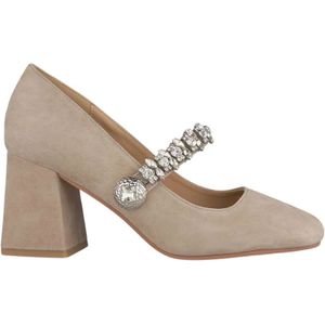 Alma EN Pena, Leren pumps met strassbandjes Beige, Dames, Maat:40 EU