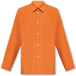 Issey Miyake, Overhemden, Heren, Oranje, M, Katoen, Katoenen shirt