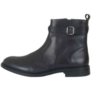 Emporio Armani, Schoenen, Heren, Zwart, 44 EU, Leer, Klassieke zwarte leren laarzen met zijband