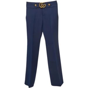 Gucci Vintage, Pre-owned Fabric bottoms Blauw, Dames, Maat:S