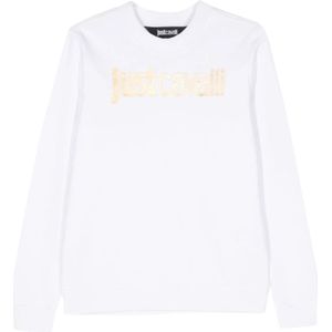 Just Cavalli, Sweatshirts & Hoodies, Dames, Wit, XS, Witte Sweatshirt Damesmode Ss 24