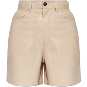 Nanushka, Zosha shorts van veganistisch leer Beige, Dames, Maat:S