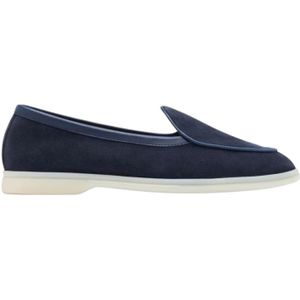 Scarosso, Schoenen, Heren, Blauw, 40 EU, Suède, Blauwe Suède Loafer met Rubberen Zool