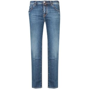 Jacob Cohën, Jeans, Heren, Blauw, W31, Katoen, Blauwe Distressed Jeans voor Mannen