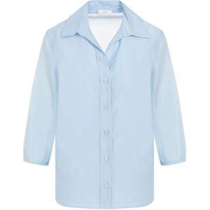 Peserico, Blouses & Shirts, Dames, Blauw, S, Katoen, Lichtblauwe Katoenen Zijden Overhemd