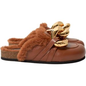 JW Anderson, Shearling Chain Loafer Mules Aw 22 Bruin, Dames, Maat:39 EU