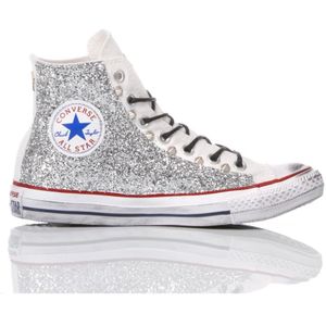 Converse, Schoenen, Dames, Grijs, 39 EU, Handgemaakte Zilver Witte Sneakers