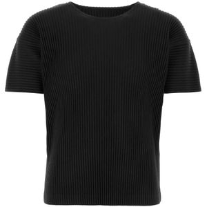 Issey Miyake, Zwarte polyester T-shirt Zwart, Heren, Maat:L