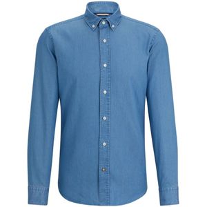 Boss, Overhemden, Heren, Blauw, 2Xl, Casual Button Down Blue Jeans Overhemd