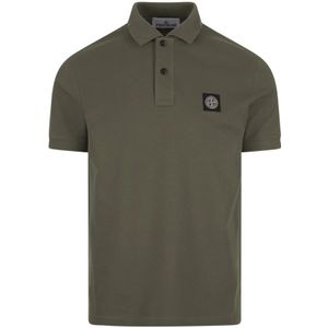 Stone Island, Tops, Heren, Bruin, S, Katoen, Bruine Polo Shirt met Gestreepte Details