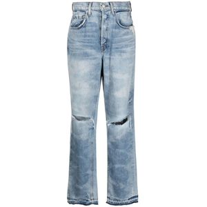 Cotton Citizen, Jeans, Dames, Blauw, W28, Katoen, Zwarte Kate Straight-Leg Ripped Jeans