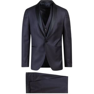 Tagliatore, Pakken, Heren, Blauw, S, Wol, Luxe Single Breasted Suit Set