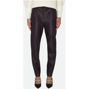 Patrizia Pepe, Broeken, Dames, Paars, M, Leer, Bordeaux Leren Skinny Broek