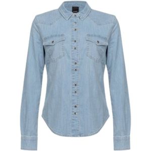 Pinko, Blouses & Shirts, Dames, Blauw, L, Denim, Denim Overhemd