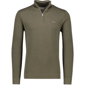 Gant, Sweatshirts & Hoodies, Heren, Groen, L, Katoen, Groene Sweater met Rits - 50
